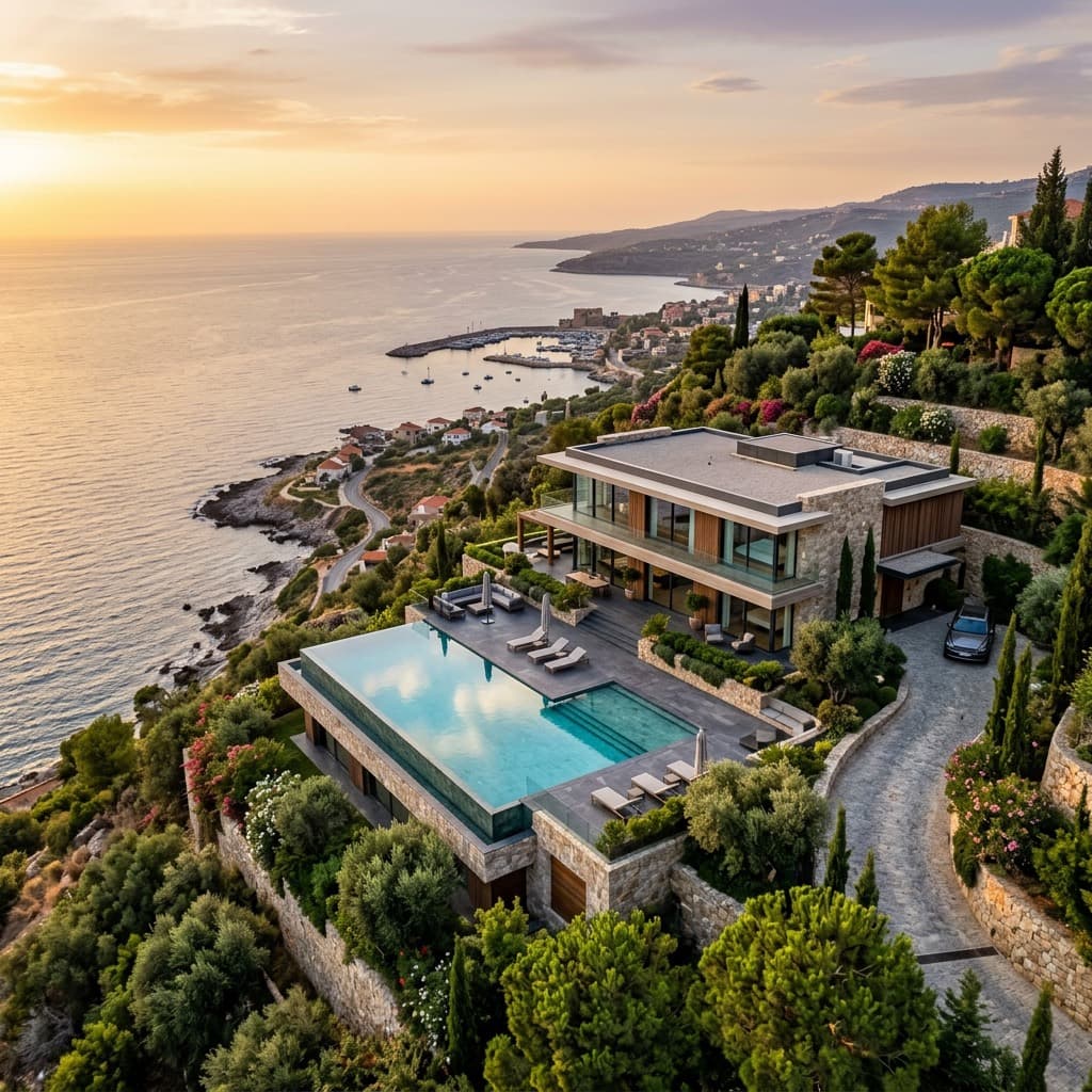 Luxury Lebanese villa overlooking the sea
