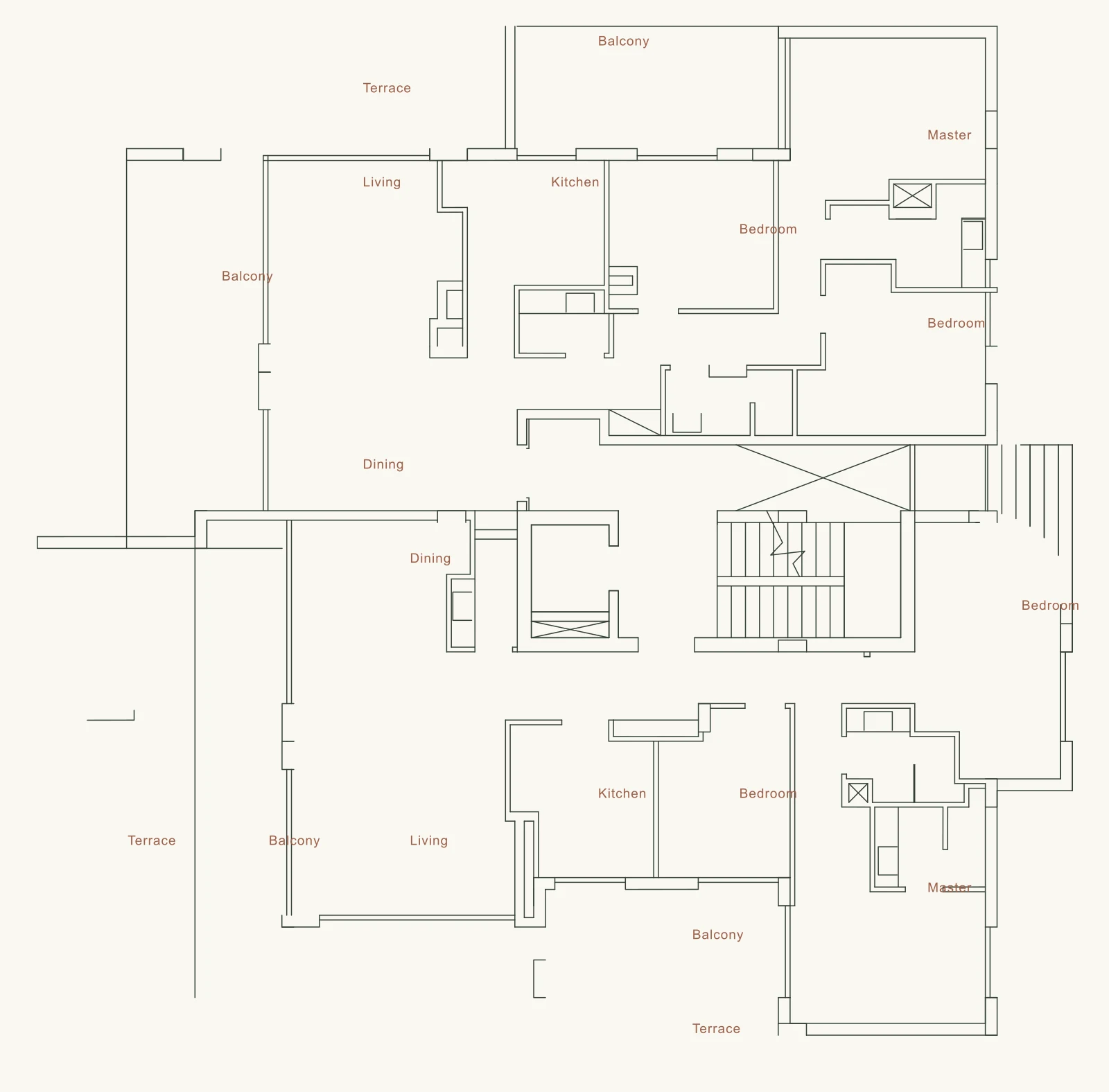 Block C, penthouse level: floor plan