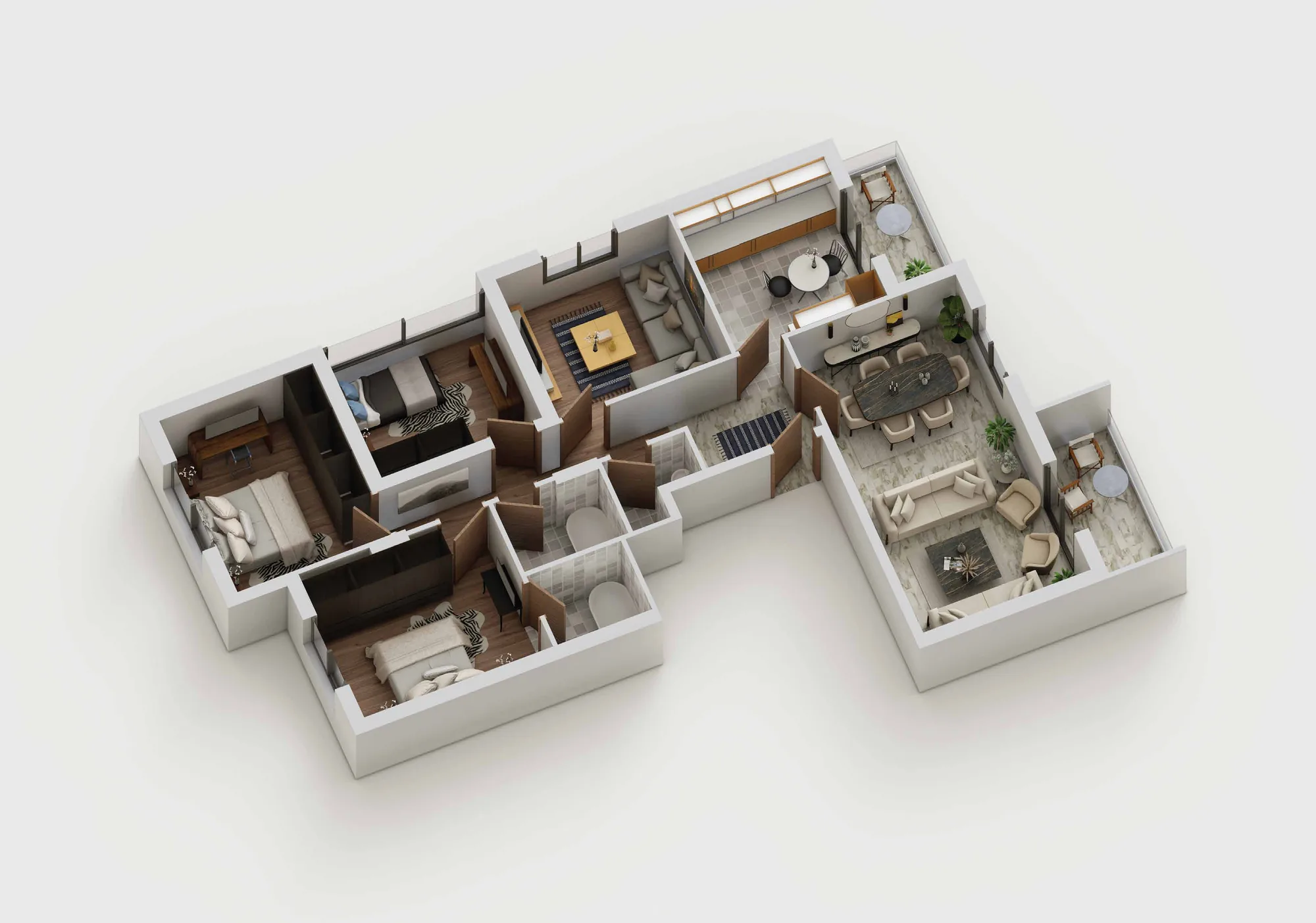 Block A apartment, 3D plan